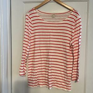 J. Crew boatneck red striped shirt size L